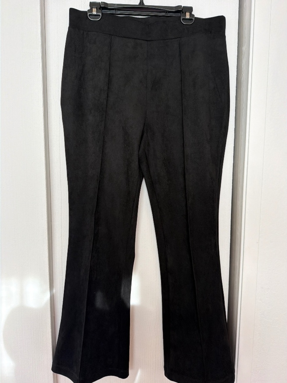 New York & Company Black Faux Suede Flare Pants Size L NWT